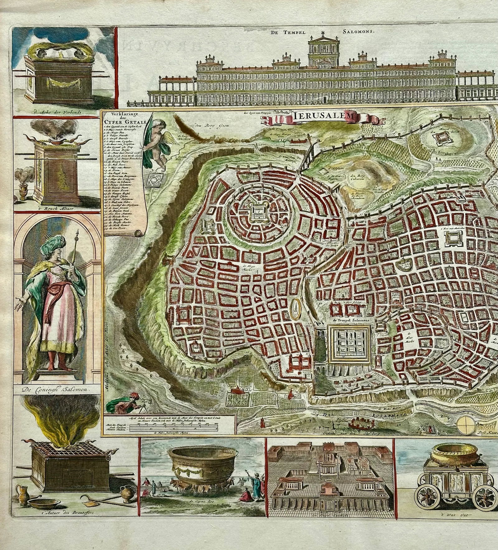 Jerusalem, Original Map by Daniel Stoopendaal, Circa 1710 - 2
