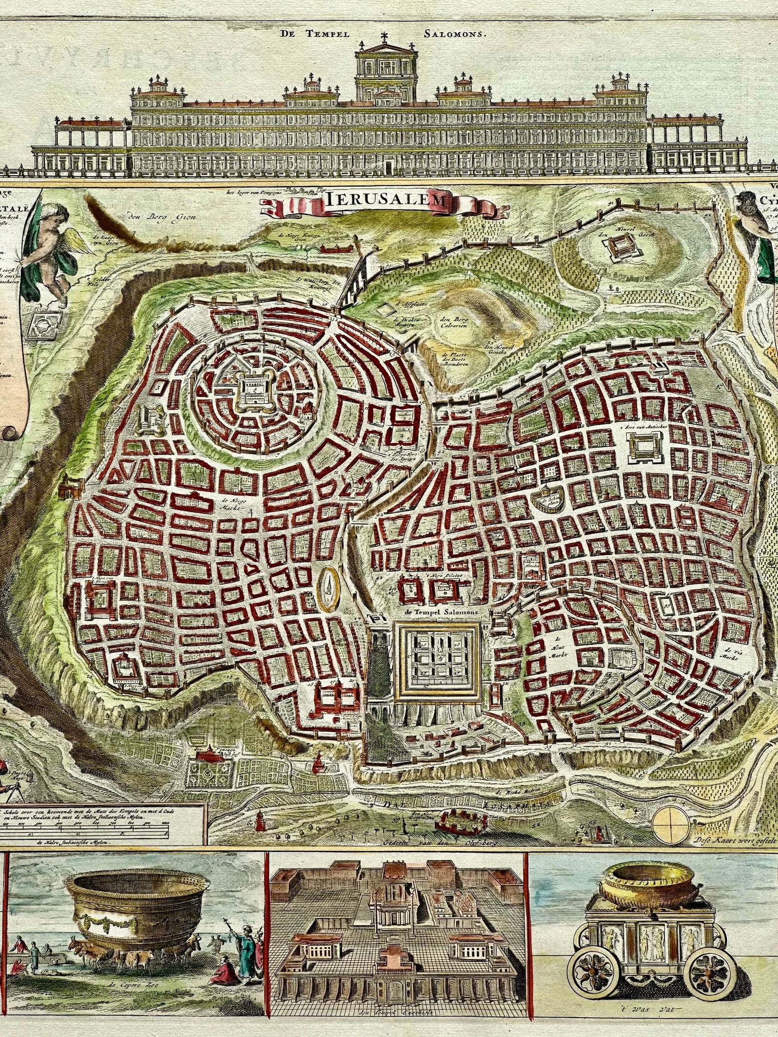 Jerusalem, Original Map by Daniel Stoopendaal, Circa 1710 - 3