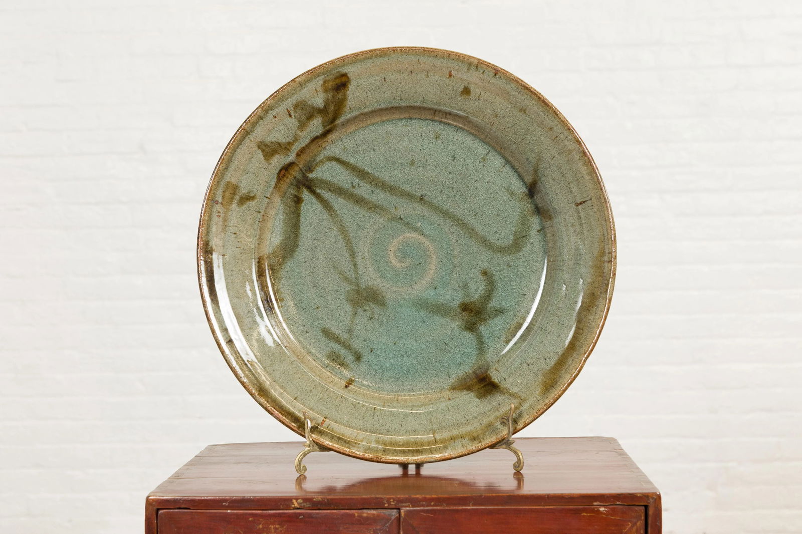 Thai Hand-Thrown Ceramic Charger from Chiang Mai with Hand Painted Decor - 3