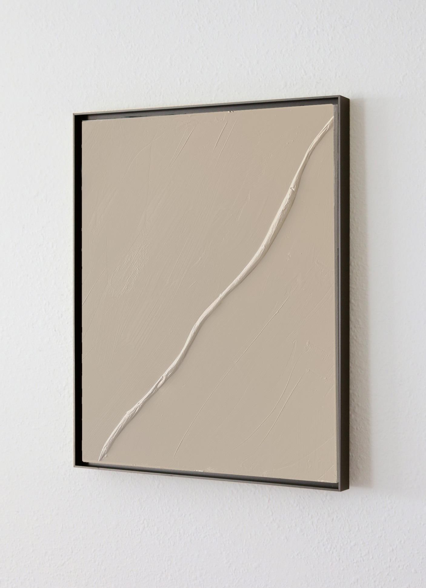 Curve I Contemporary Minimalist Modern Plaster Painting by Victoria Holly, Framed - 3