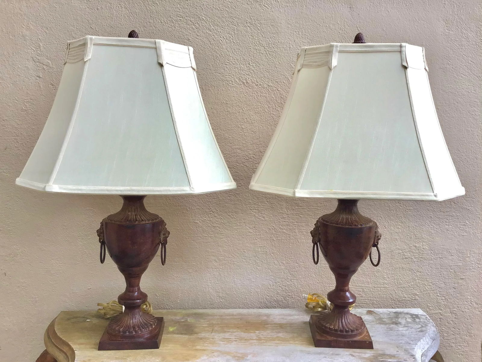 Neoclassic Metal Lion Handle Urn Lamp - 9