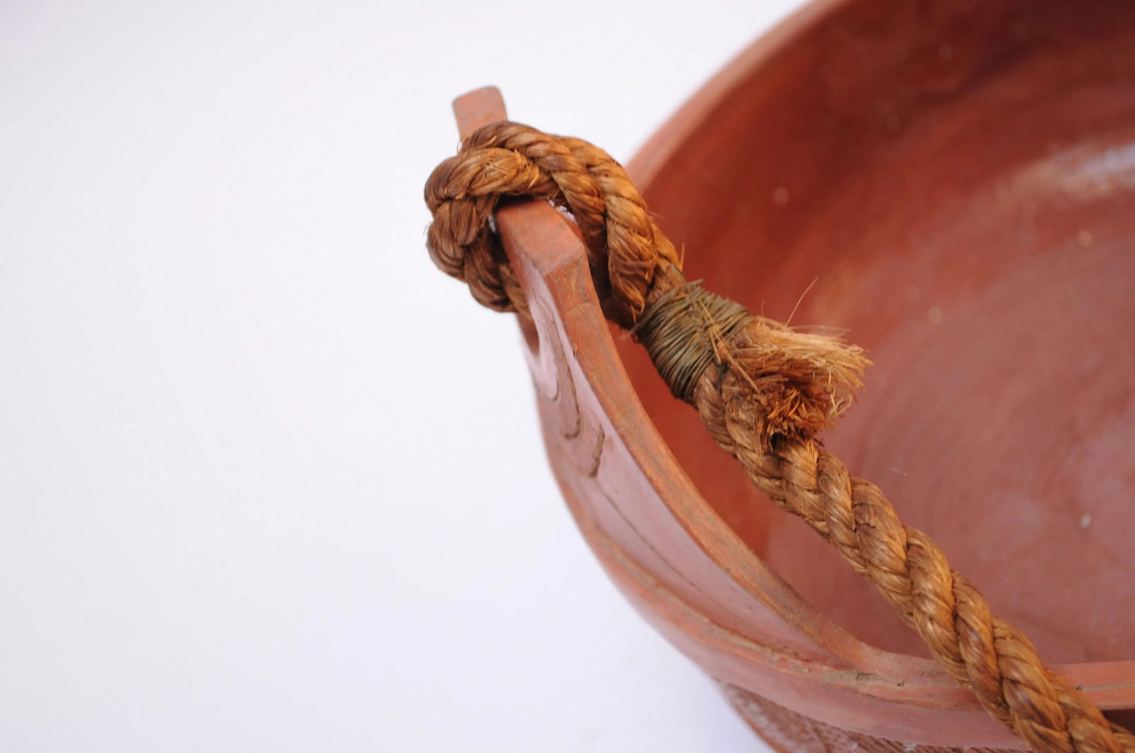 Studio Ceramic Terracotta Basket / Bowl With Woven Handle - 10