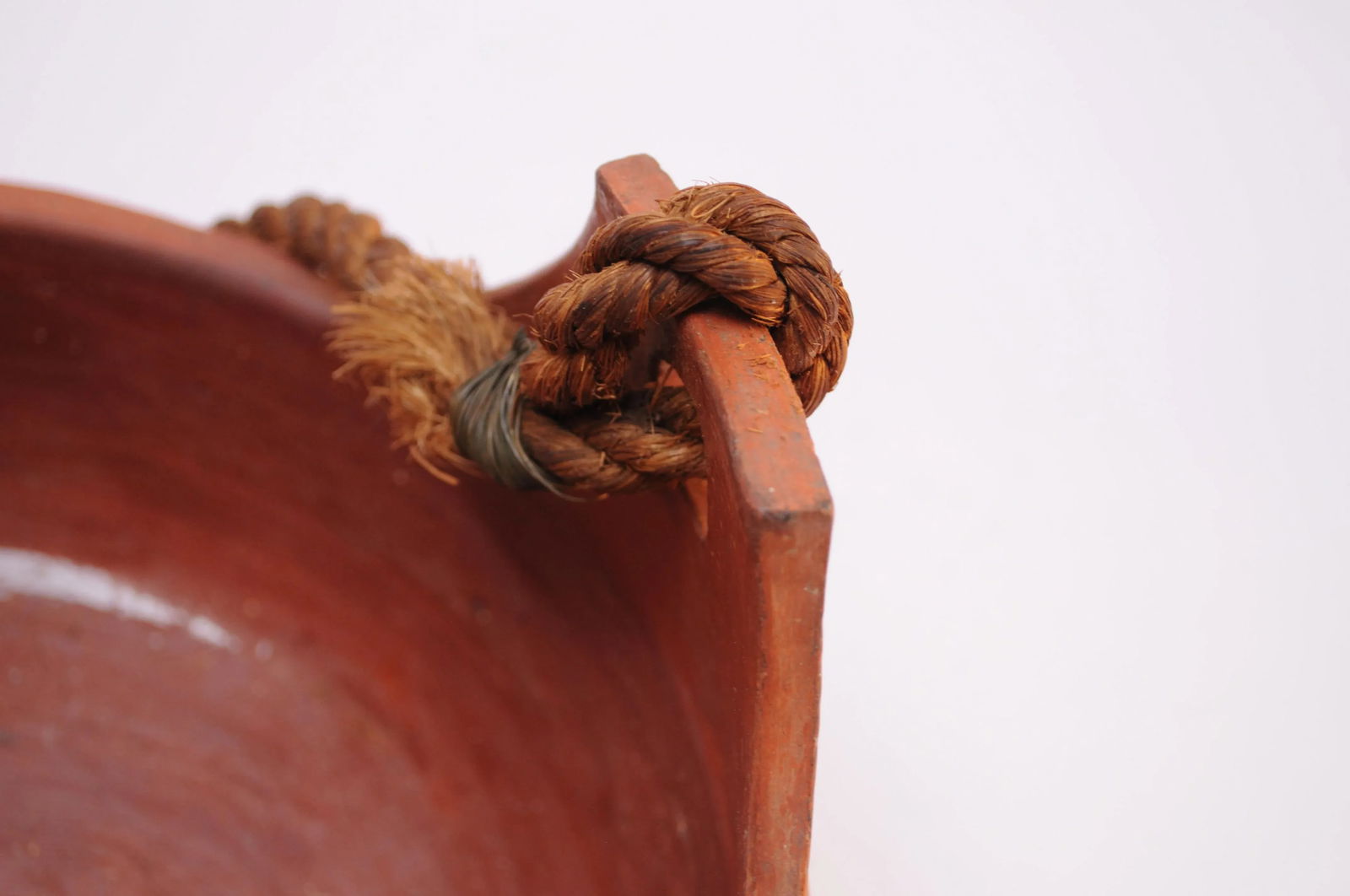 Studio Ceramic Terracotta Basket / Bowl With Woven Handle - 11