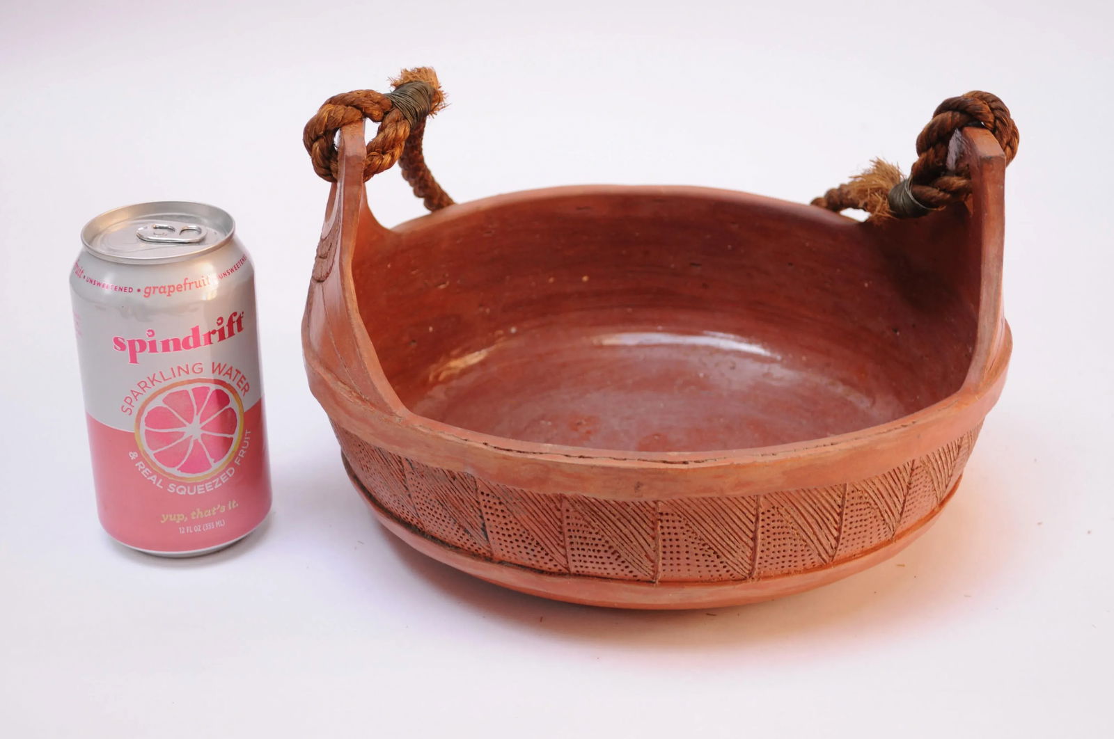 Studio Ceramic Terracotta Basket / Bowl With Woven Handle - 7