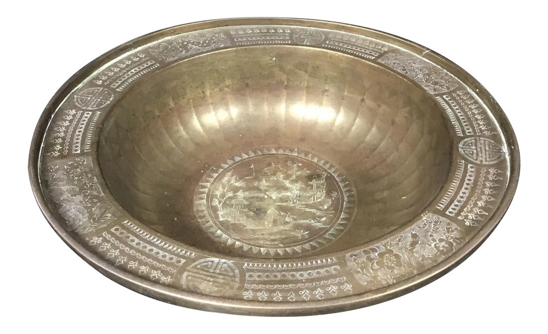 Large Antique Chinese Brass Bowl (1 of 8)
