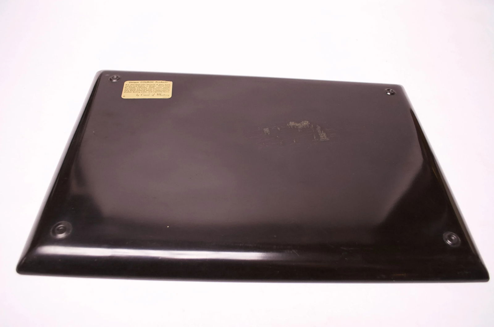 Large Mid-Century Black Resin Inlaid "Tree of Life" Tray by Couroc - 4