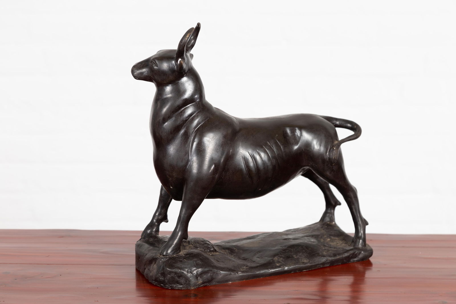 Contemporary Lost Wax Bronze Sculpture Depicting a Bull with Dark Patina - 11
