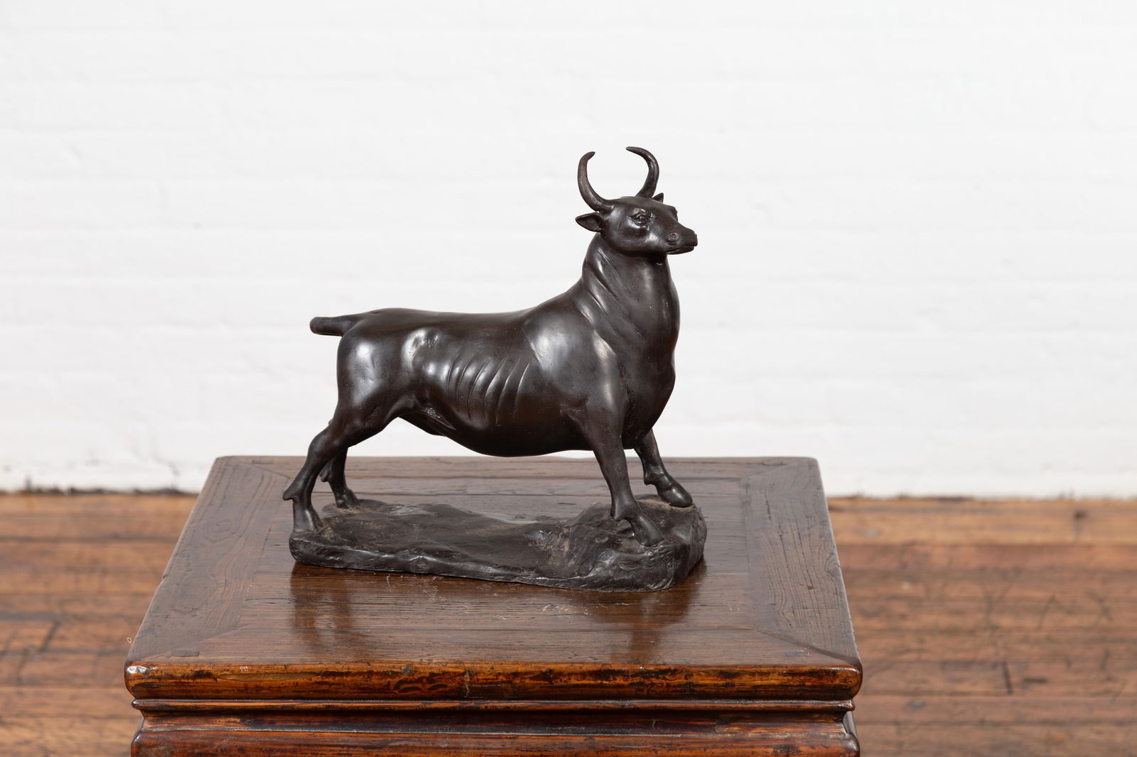 Contemporary Lost Wax Bronze Sculpture Depicting a Bull with Dark Patina - 3