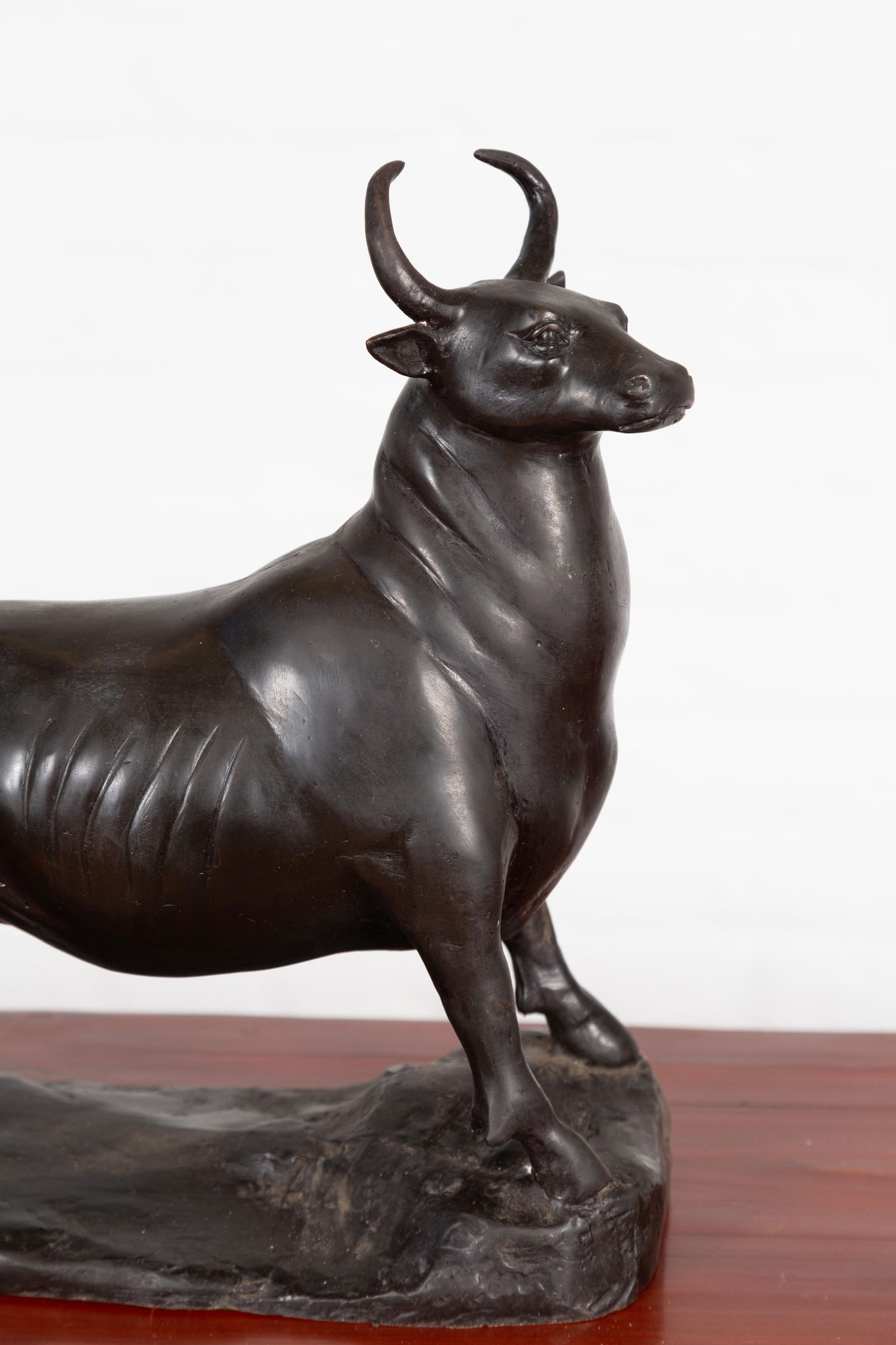 Contemporary Lost Wax Bronze Sculpture Depicting a Bull with Dark Patina - 6