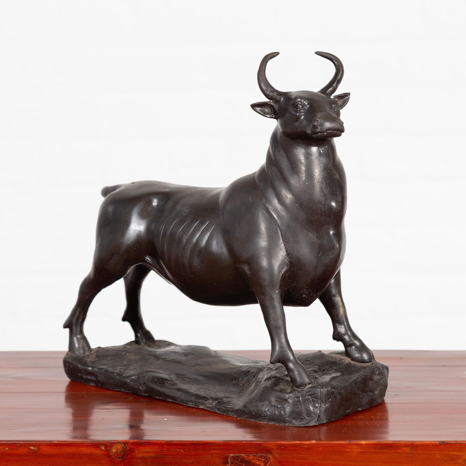 Contemporary Lost Wax Bronze Sculpture Depicting a Bull with Dark Patina - 8