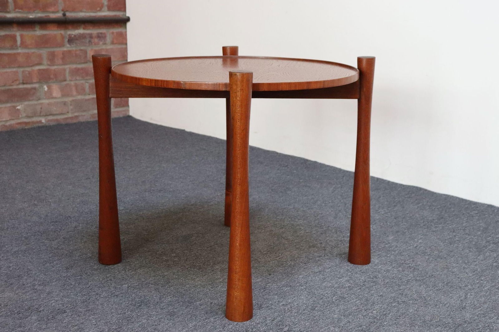 Danish Modern Teak Side Table With Removable Tray Top and Collapsible Base - 3