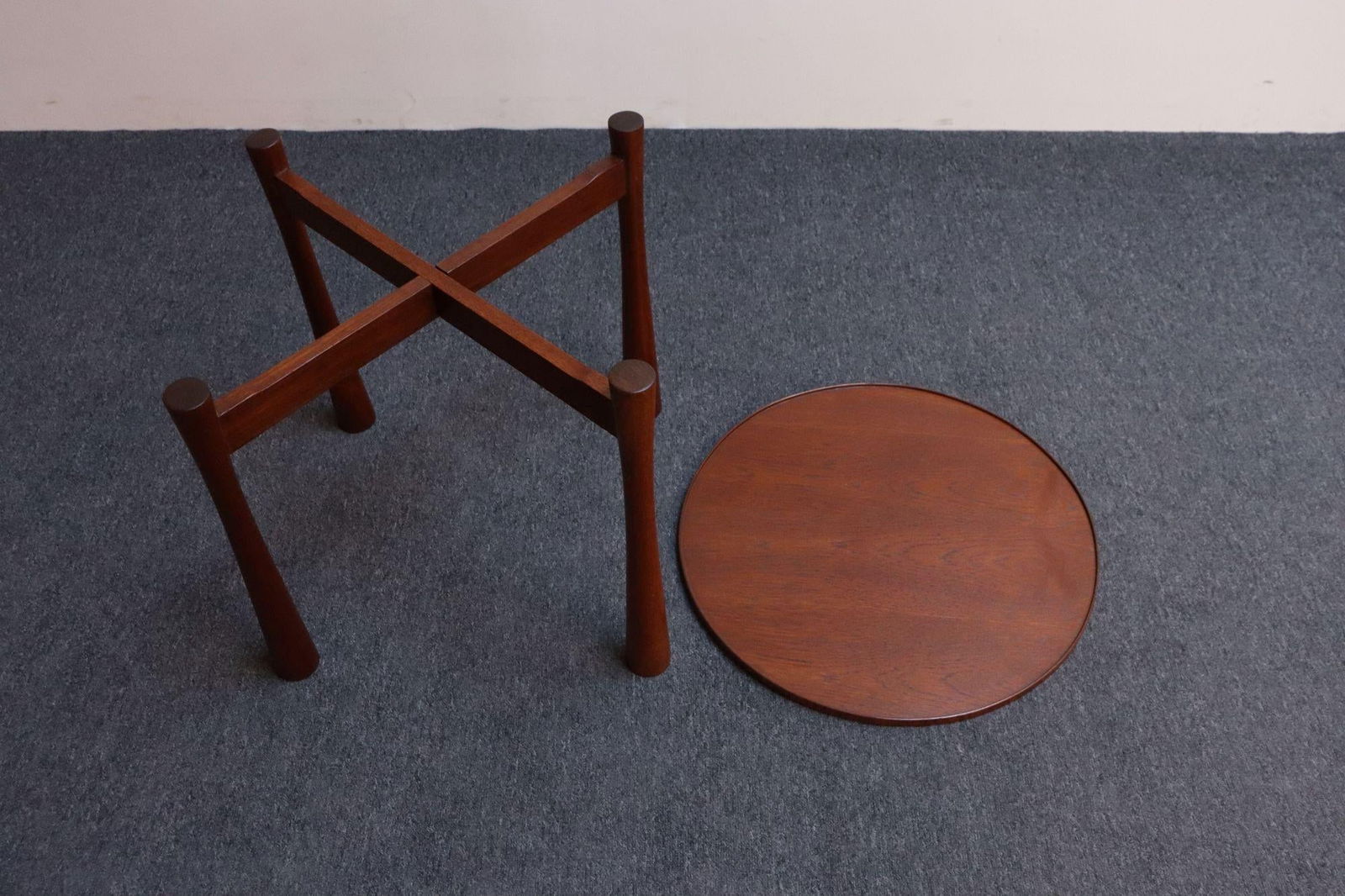 Danish Modern Teak Side Table With Removable Tray Top and Collapsible Base - 8