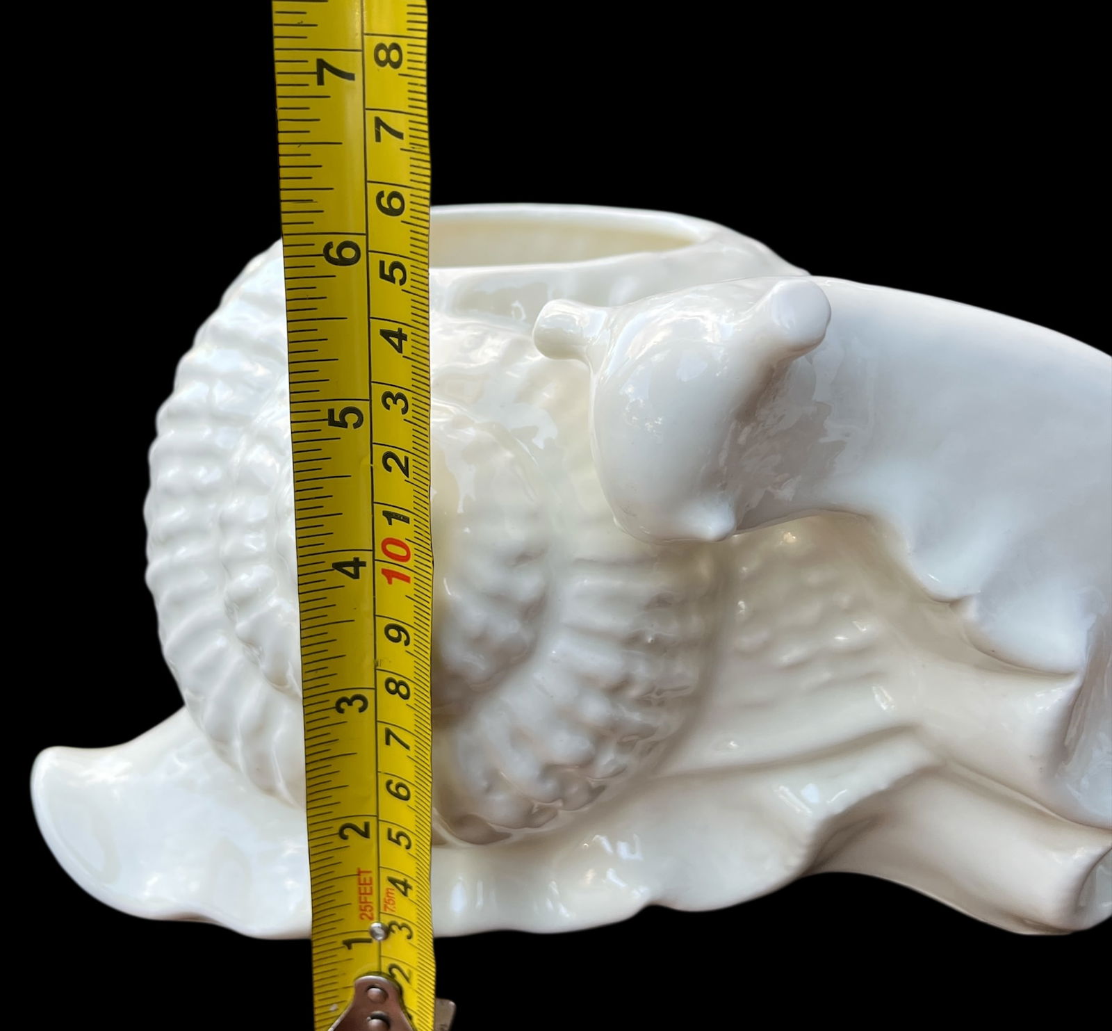 1960s Spanish White Majolica Snail Planter Cachepot Highly Detailed & Sculptural - 13