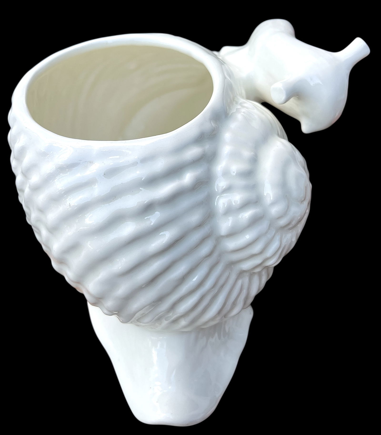 1960s Spanish White Majolica Snail Planter Cachepot Highly Detailed & Sculptural - 8