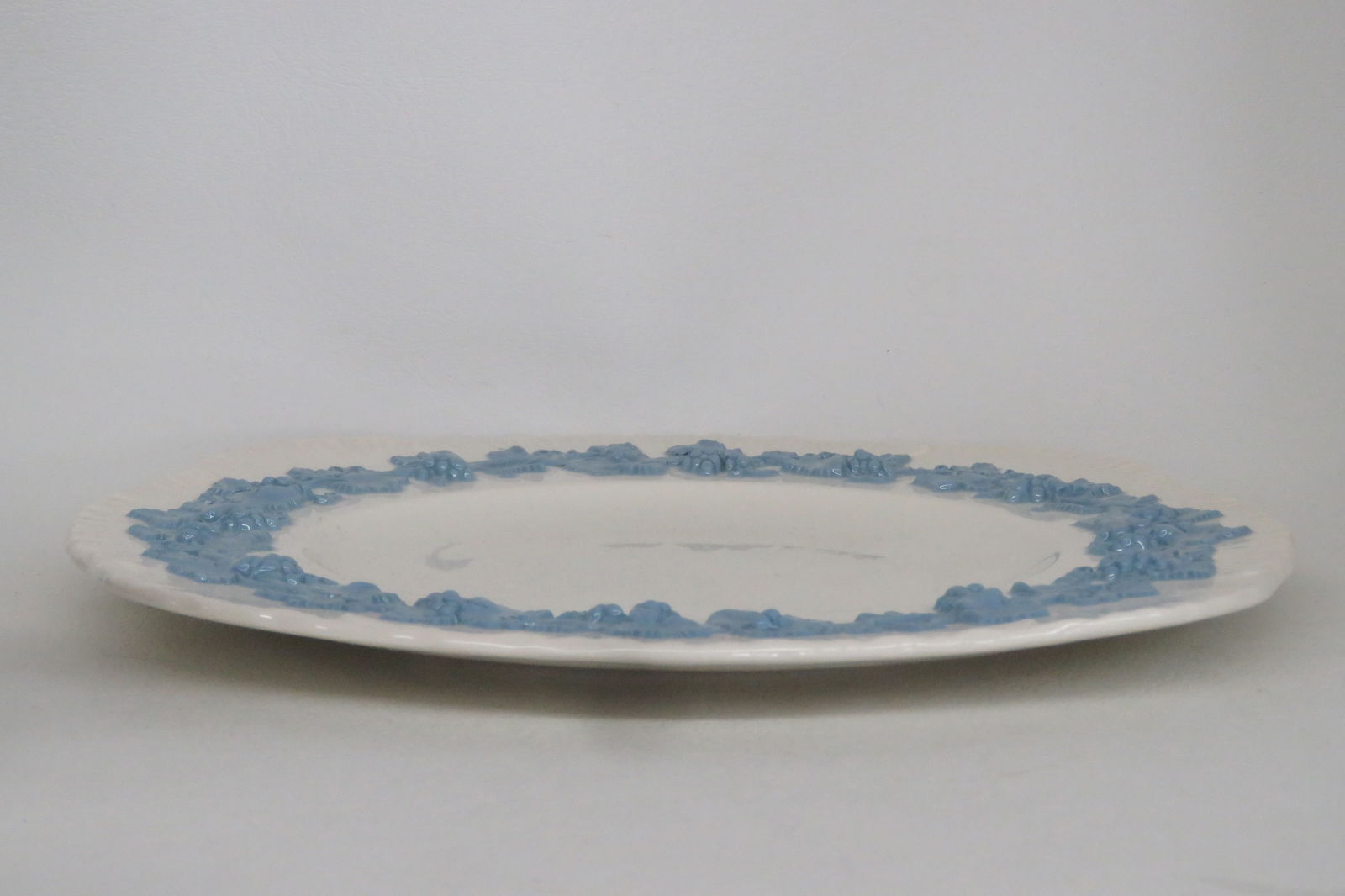 Wedgwood Embossed White Blue Queens Ware Cake Cookie Serving Dish Plate 4550b - 11