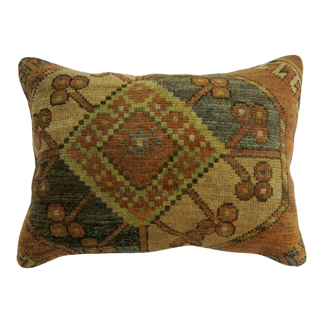 Zabihi Collection Rustic Tribal Afghan Rug Pillow: Pillow made from a 19th-century antique Ersari rug with cotton back and zipper closure. Measures: 14'' x 21'' Condition: Alterations: Original Condition Unaltered Imperfections: Some Imperfections