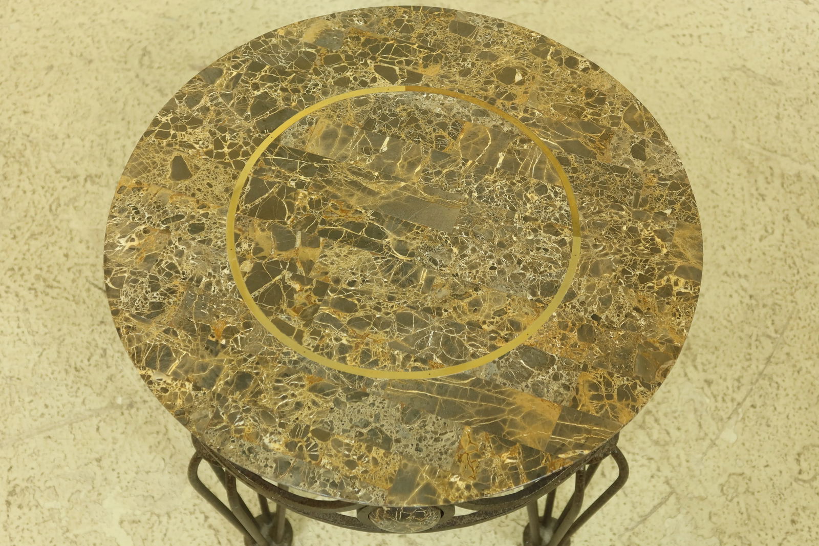 Maitland Smith Round Marble Top Iron Base Table - 2