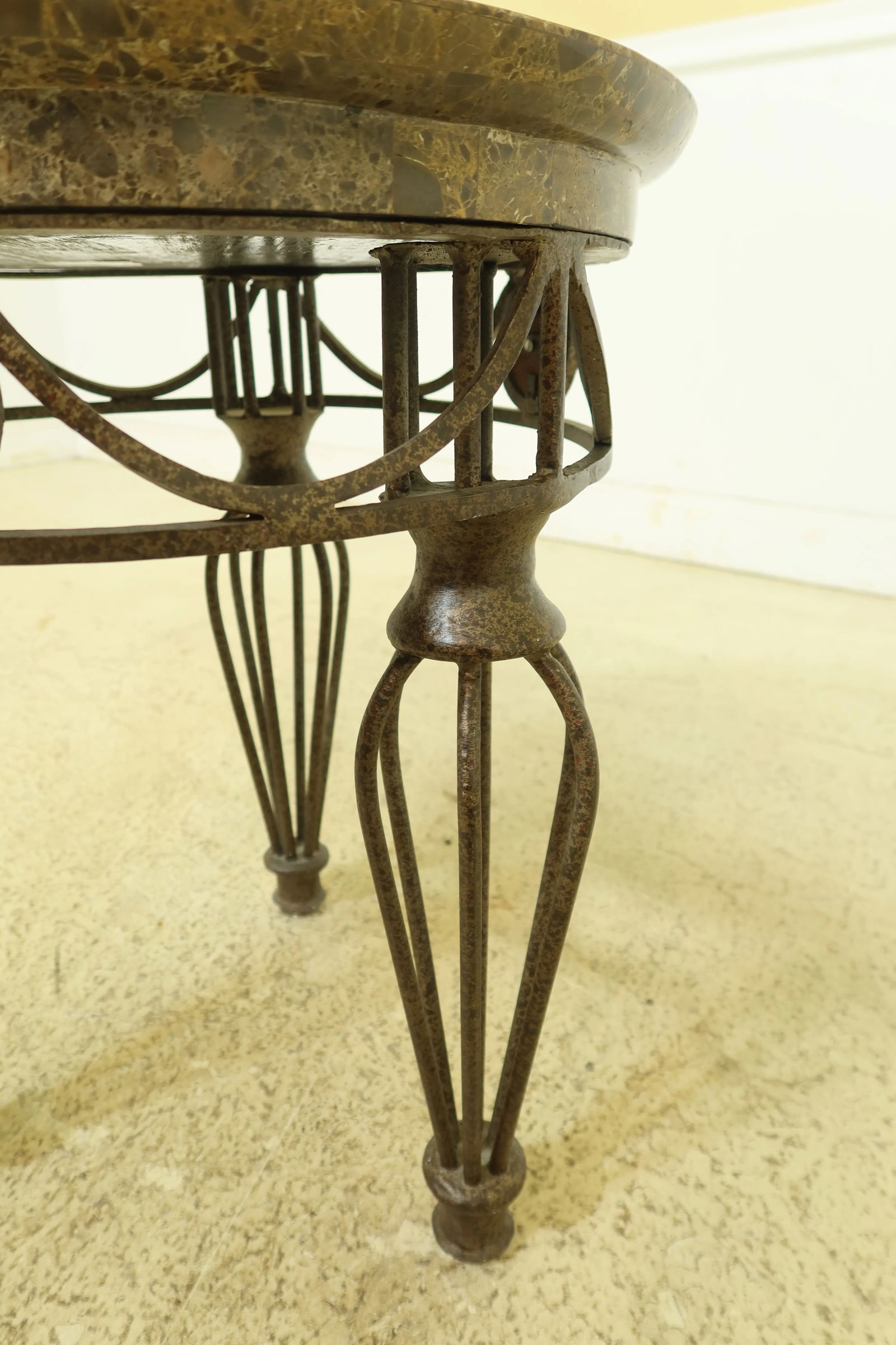 Maitland Smith Round Marble Top Iron Base Table - 5