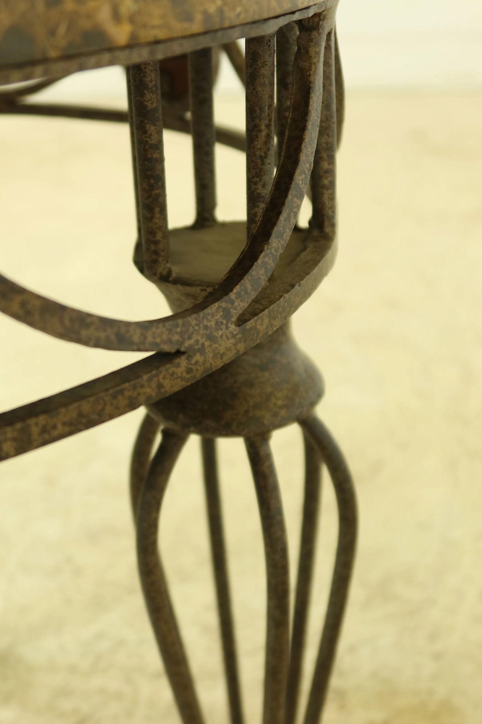 Maitland Smith Round Marble Top Iron Base Table - 7