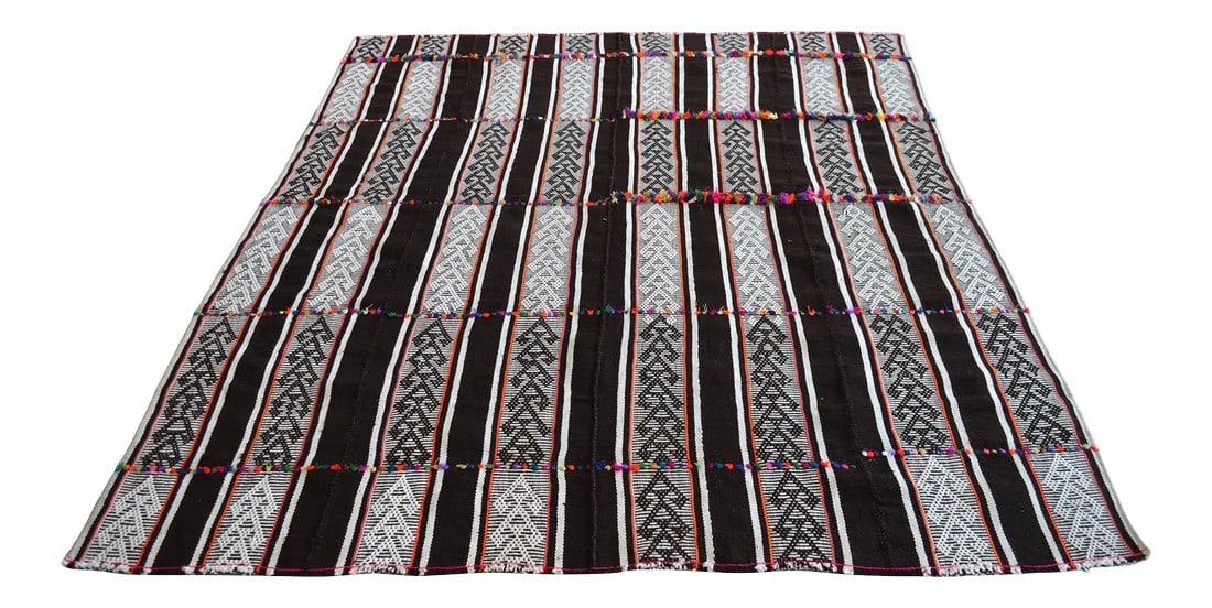 1970s Anatolian Braided Hand Woven Kilim Rug: Vintage Turkish - Kurdish handmade Kilim rug - a wool on cotton and goat hair, Turkish Kilim rug that is in used condition. Size: 65" x 78" Origin: Anatolian kurdish age: 50-60 years old All