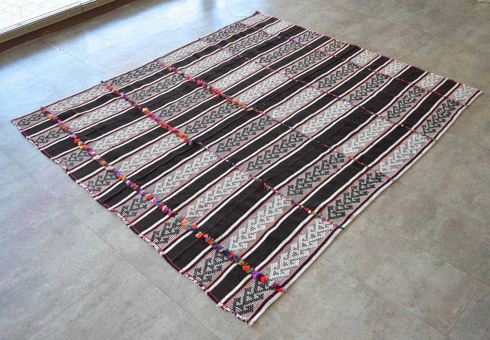 1970s Anatolian Braided Hand Woven Kilim Rug - 4