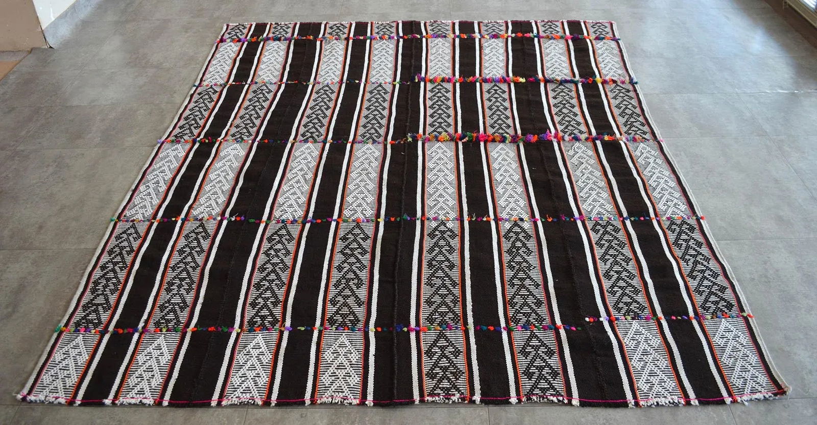 1970s Anatolian Braided Hand Woven Kilim Rug - 9