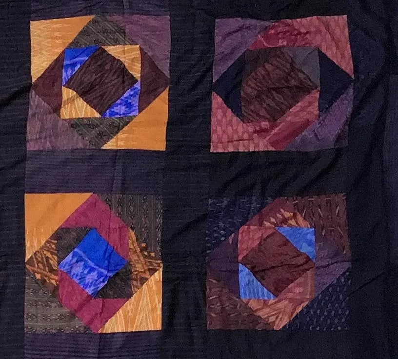 Antique Silk Thailand Artisan Large Patchwork Batik Throw Wall Hanging - 11