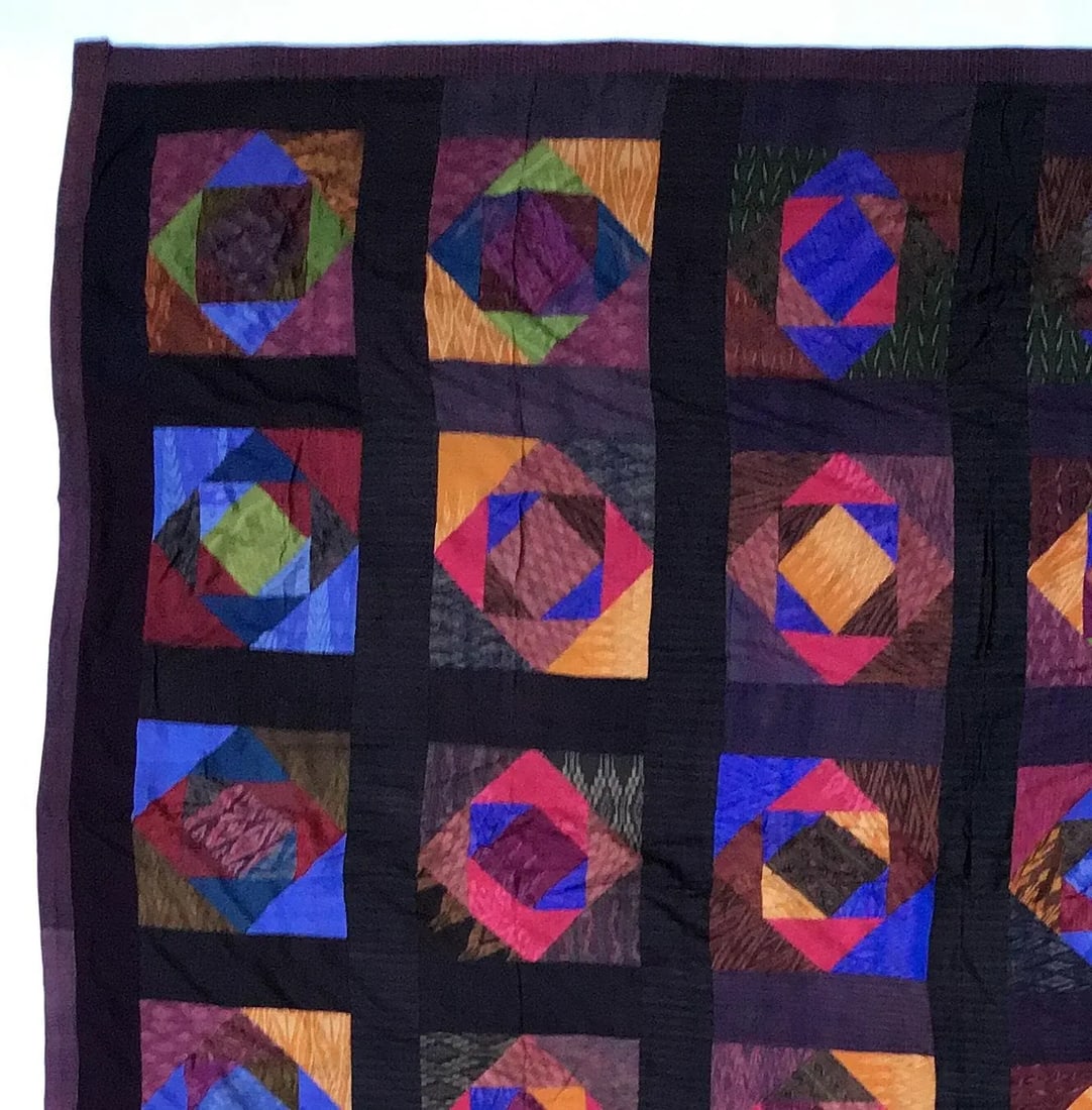 Antique Silk Thailand Artisan Large Patchwork Batik Throw Wall Hanging - 2