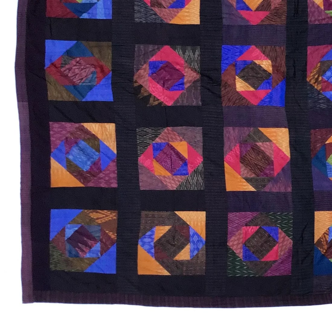 Antique Silk Thailand Artisan Large Patchwork Batik Throw Wall Hanging - 4