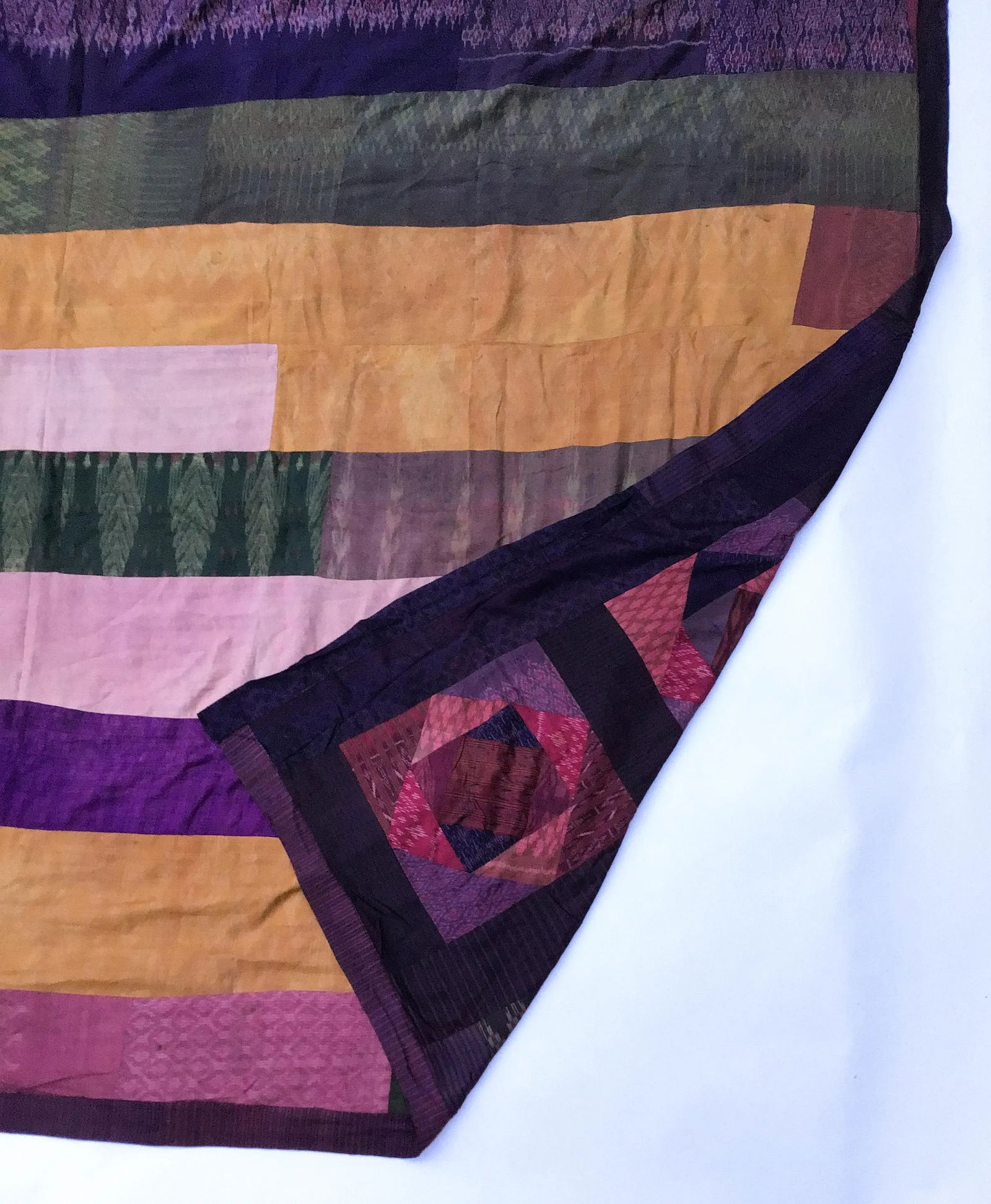 Antique Silk Thailand Artisan Large Patchwork Batik Throw Wall Hanging - 8