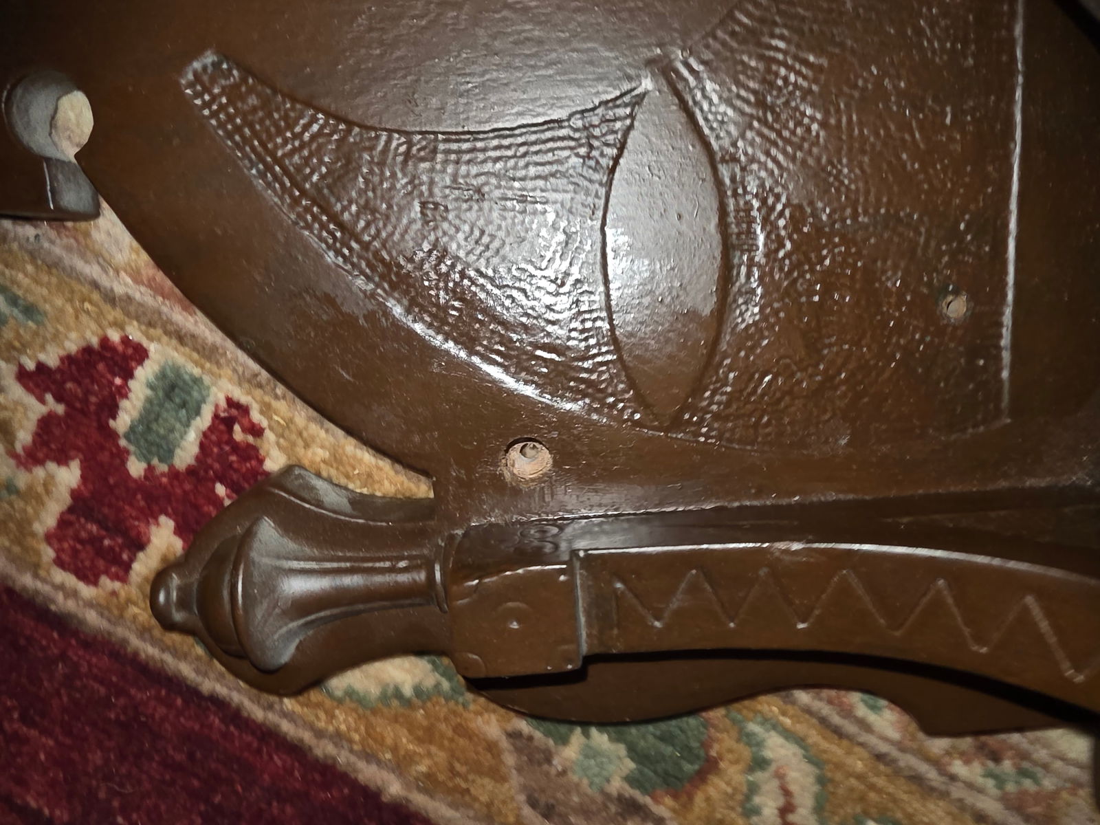 19th C Wall Shelf With Deer Head Carving - 3