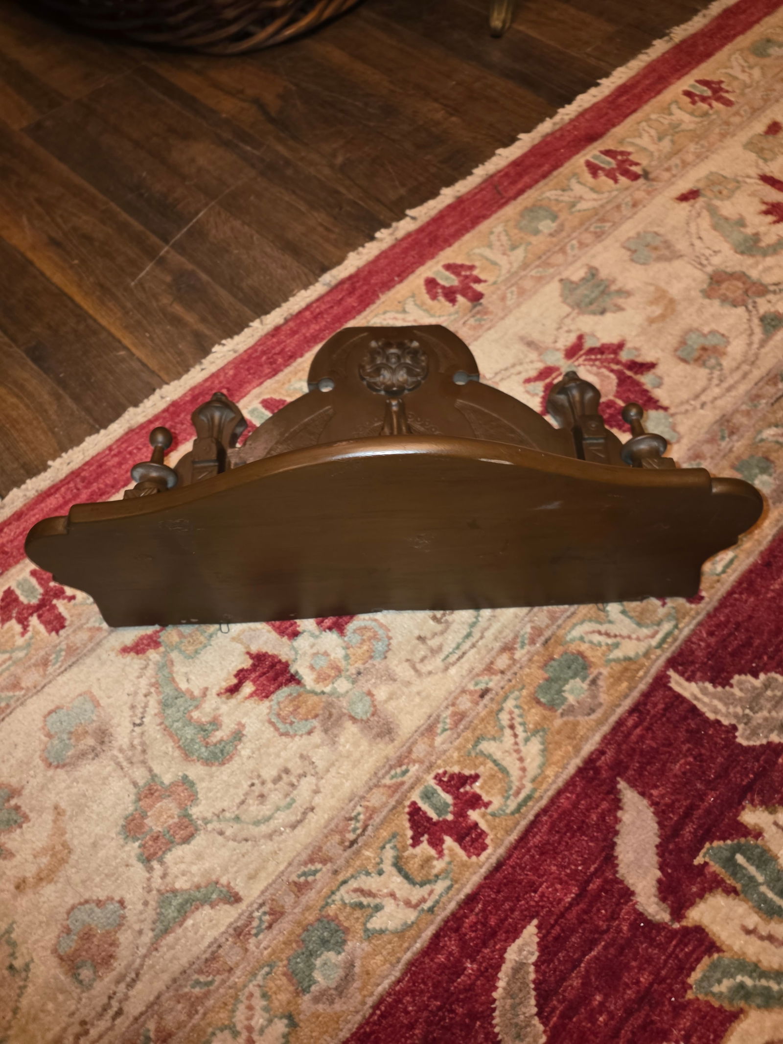 19th C Wall Shelf With Deer Head Carving - 6