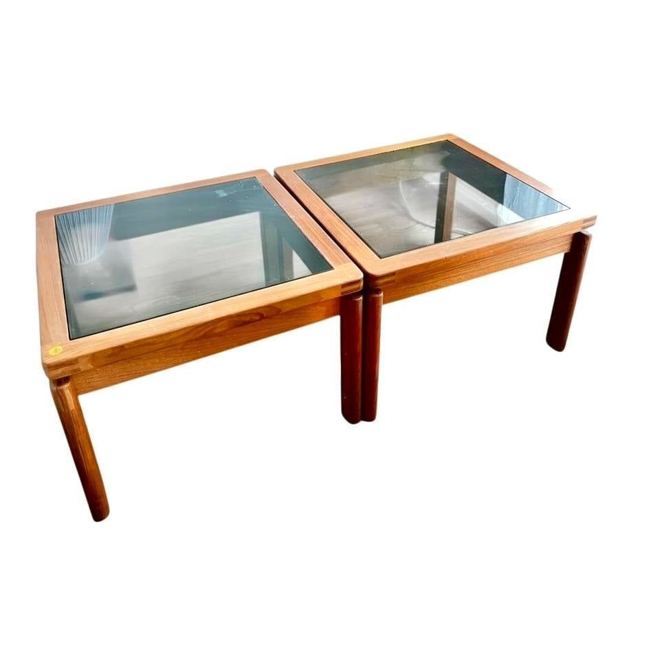 1970s Danish Modern Teak & Smoked Glass Side Tables "“ Pair - 4