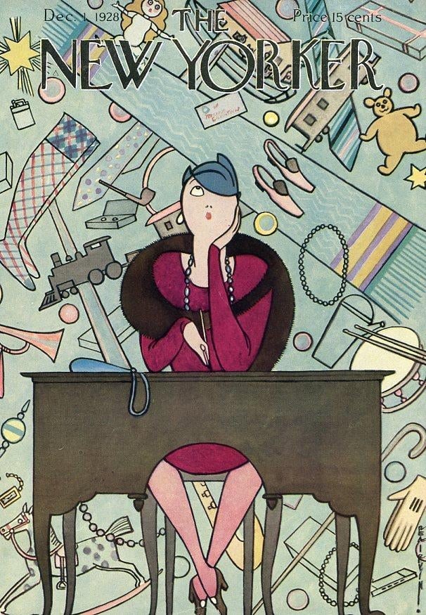 1928 Vintage New Yorker Cover, December 1, Original Cover by Rea Irvin, Christmas, Christmas Shoppin - 2