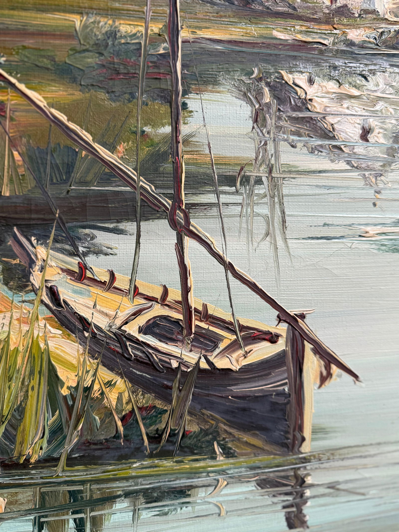 Landscape with Hut oil on Canvas Painting Mediterranean Spanish , Rocamora - 5