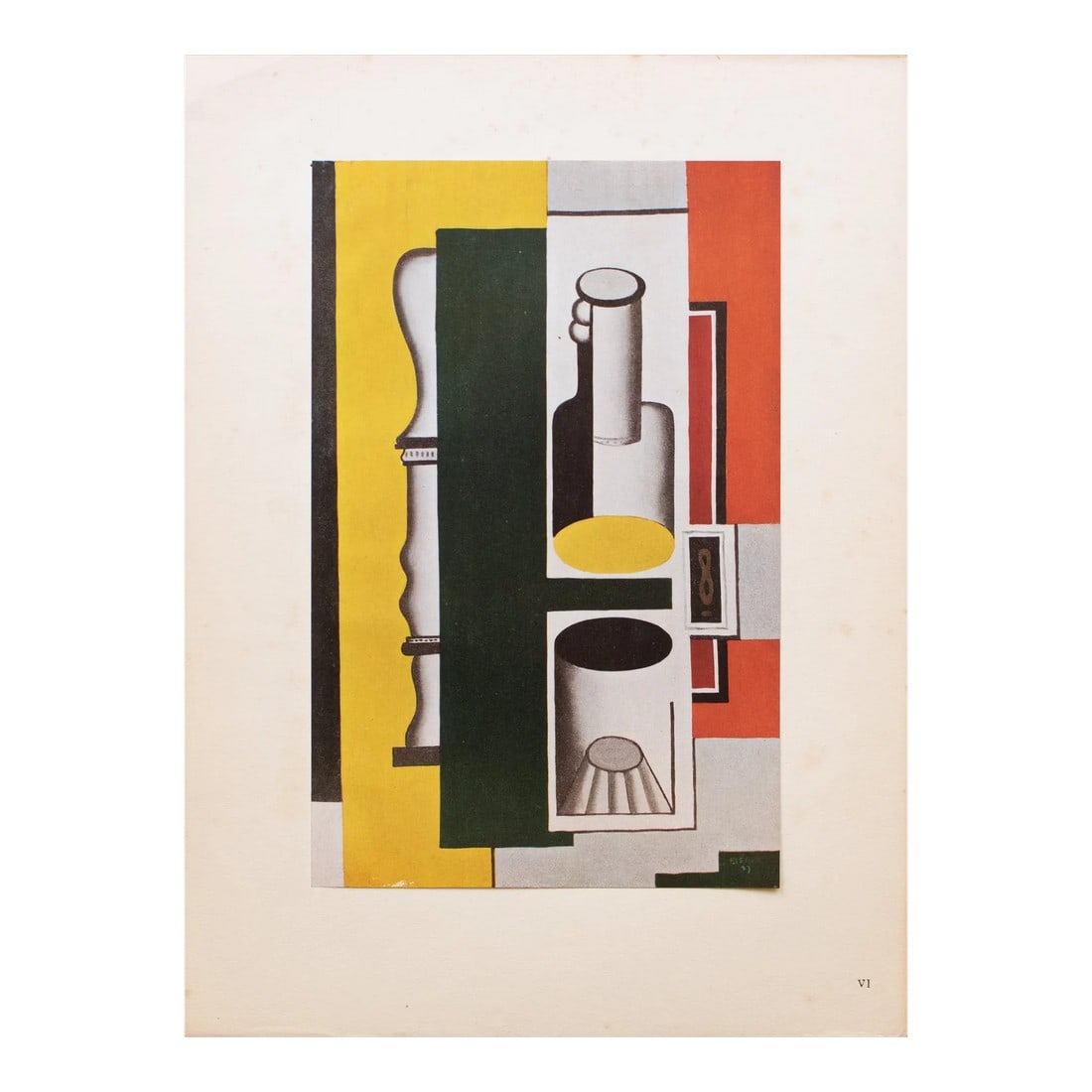 1948 After Fernand LÃ©ger "Still Life", First Edition Period Offset Lithograph: An excellent period offset lithograph, print, of the painting "Still Life" (1927) by Fernand LÃ©ger. Comes from a First Limited Edition art folio published by Editions Du Chene in Paris, Fra