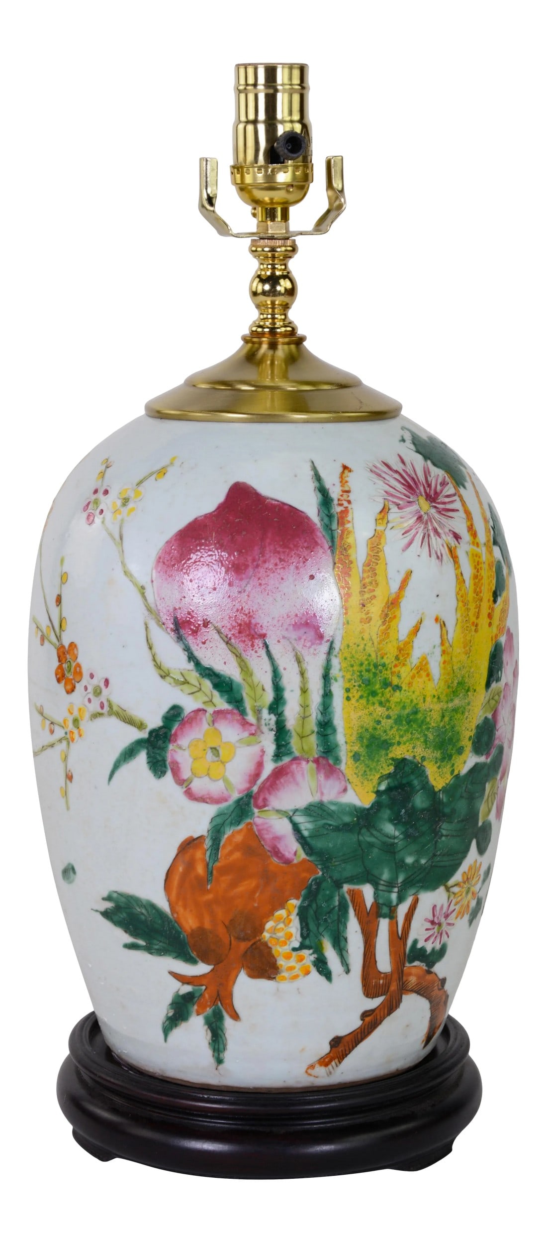 Chinese Antique Famille Rose Porcelain Jar Table Lamp (1 of 9)