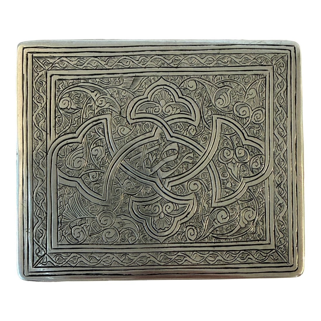 Mid-20th Century Egyptian 900 Silver Decorative Box With Etched Floral Design (1 of 7)