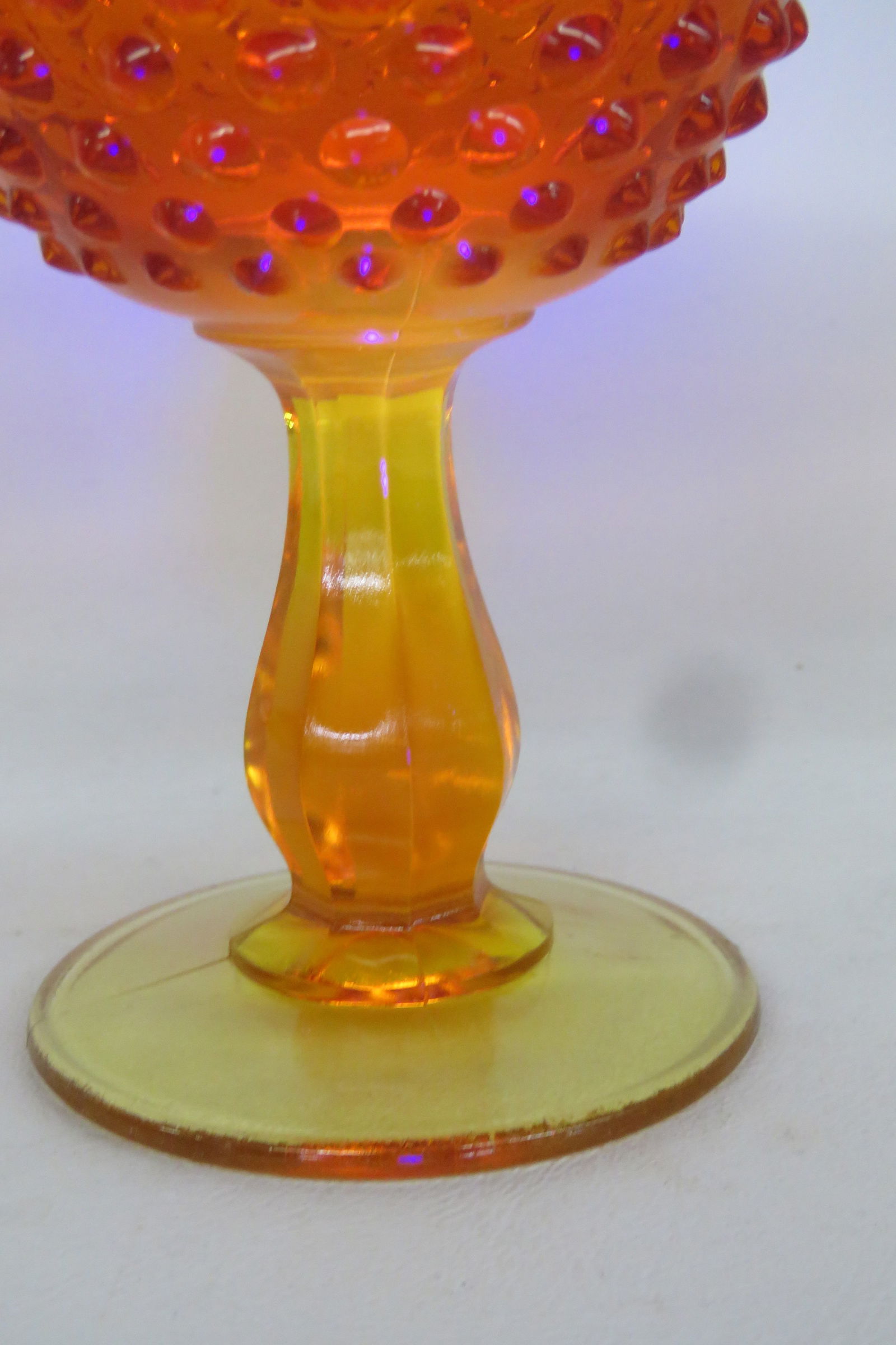 Fenton Amberina Hobnail Style Ruffled Pedestal Compote Candy Dish 4563b - 12