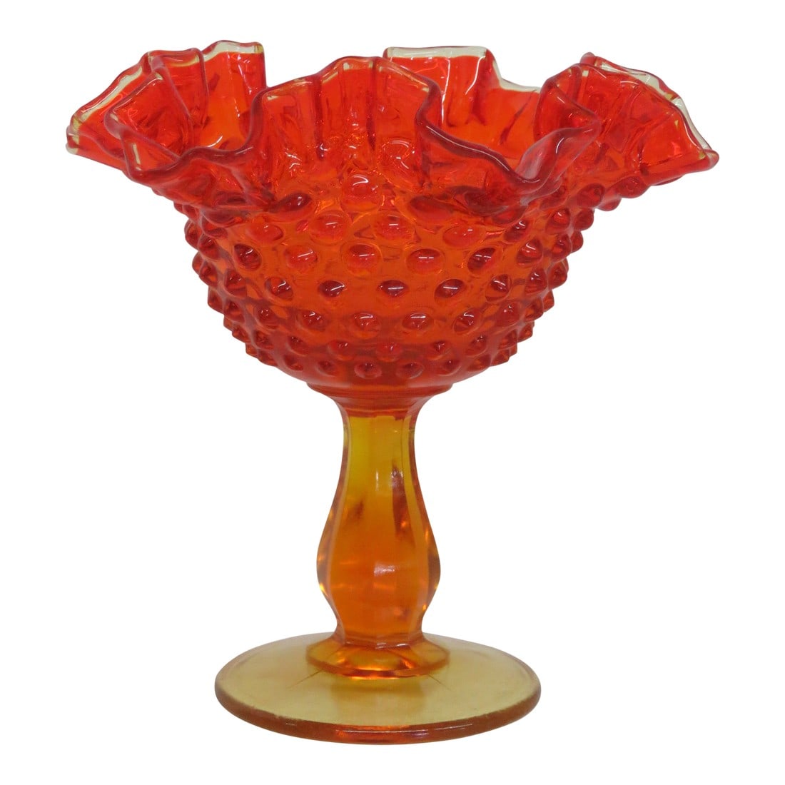 Fenton Amberina Hobnail Style Ruffled Pedestal Compote Candy Dish 4563b (1 of 12)