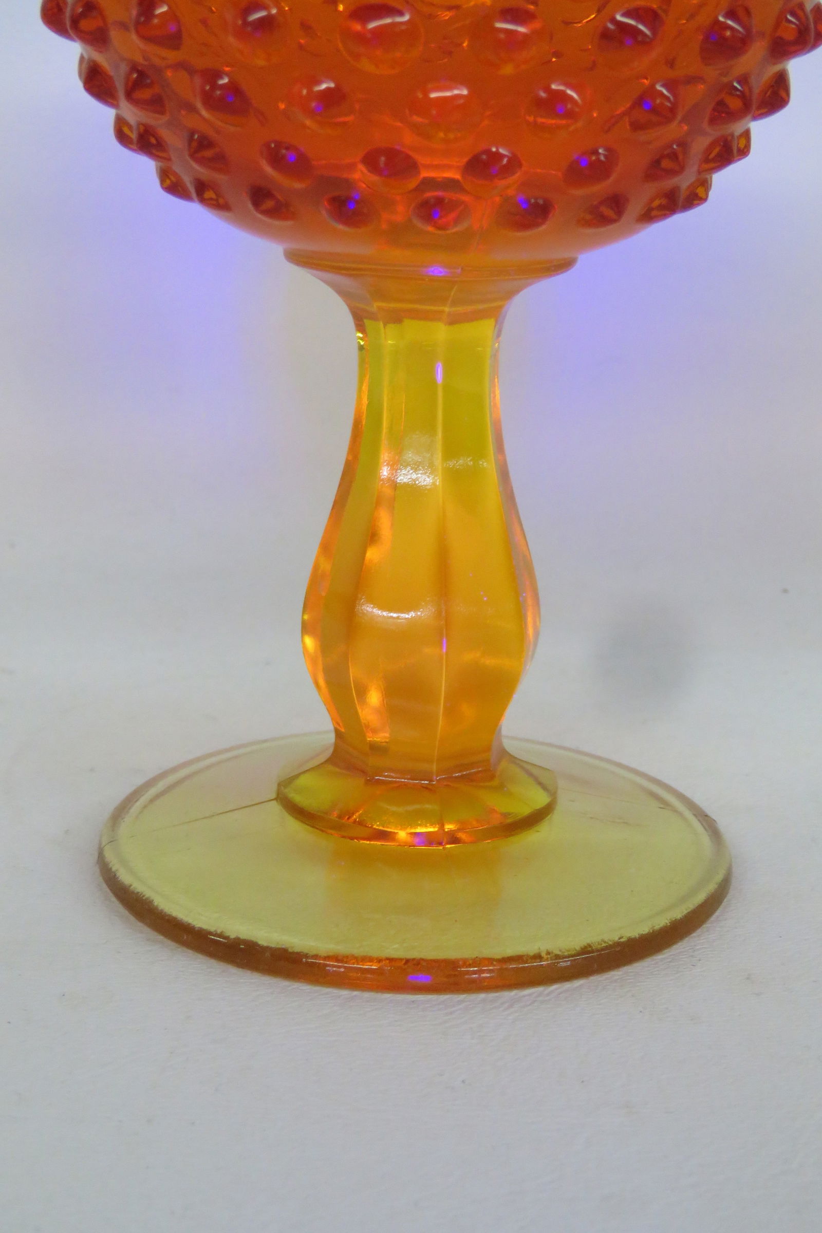 Fenton Amberina Hobnail Style Ruffled Pedestal Compote Candy Dish 4563b - 6