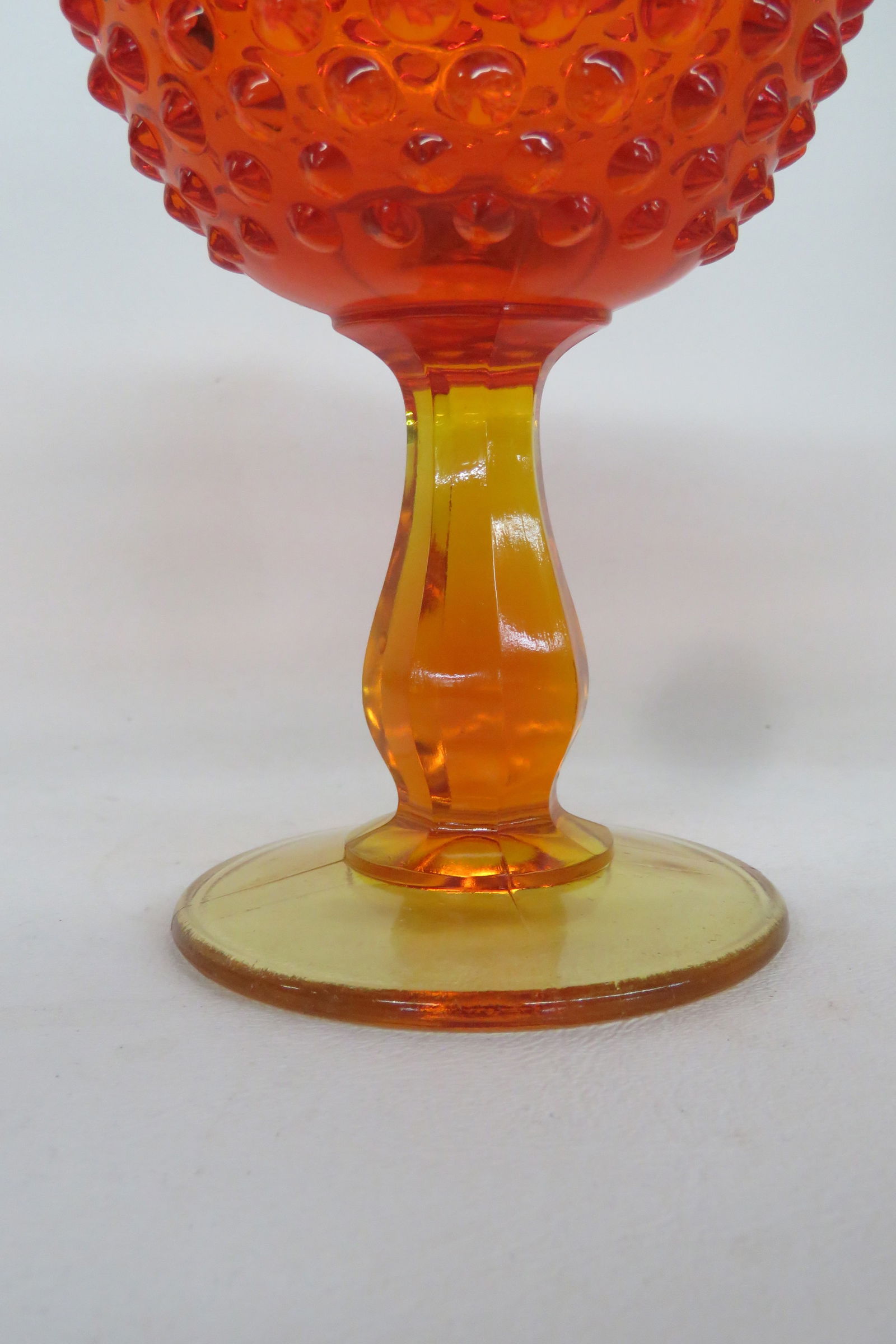Fenton Amberina Hobnail Style Ruffled Pedestal Compote Candy Dish 4563b - 9