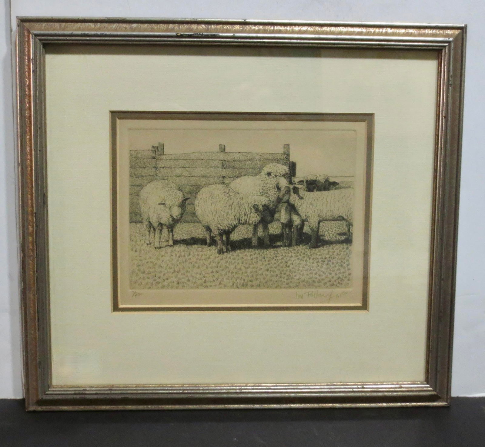 Sheep Etching by Jim Pollard Dated 81 - 3