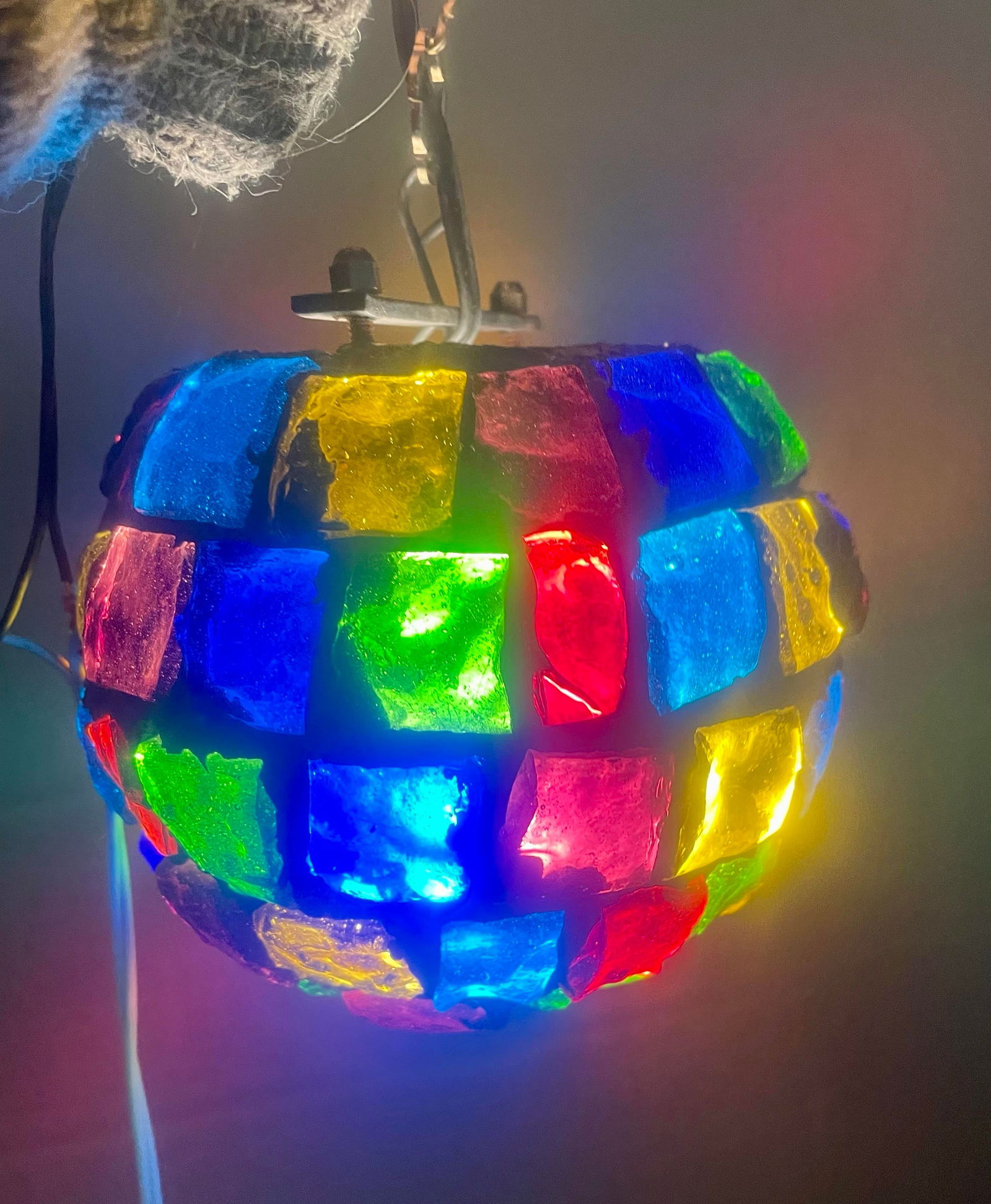 Peter Marsh Brutalist Hanging Colored Glass Chunk Fragment Globe Pendant Light - 2