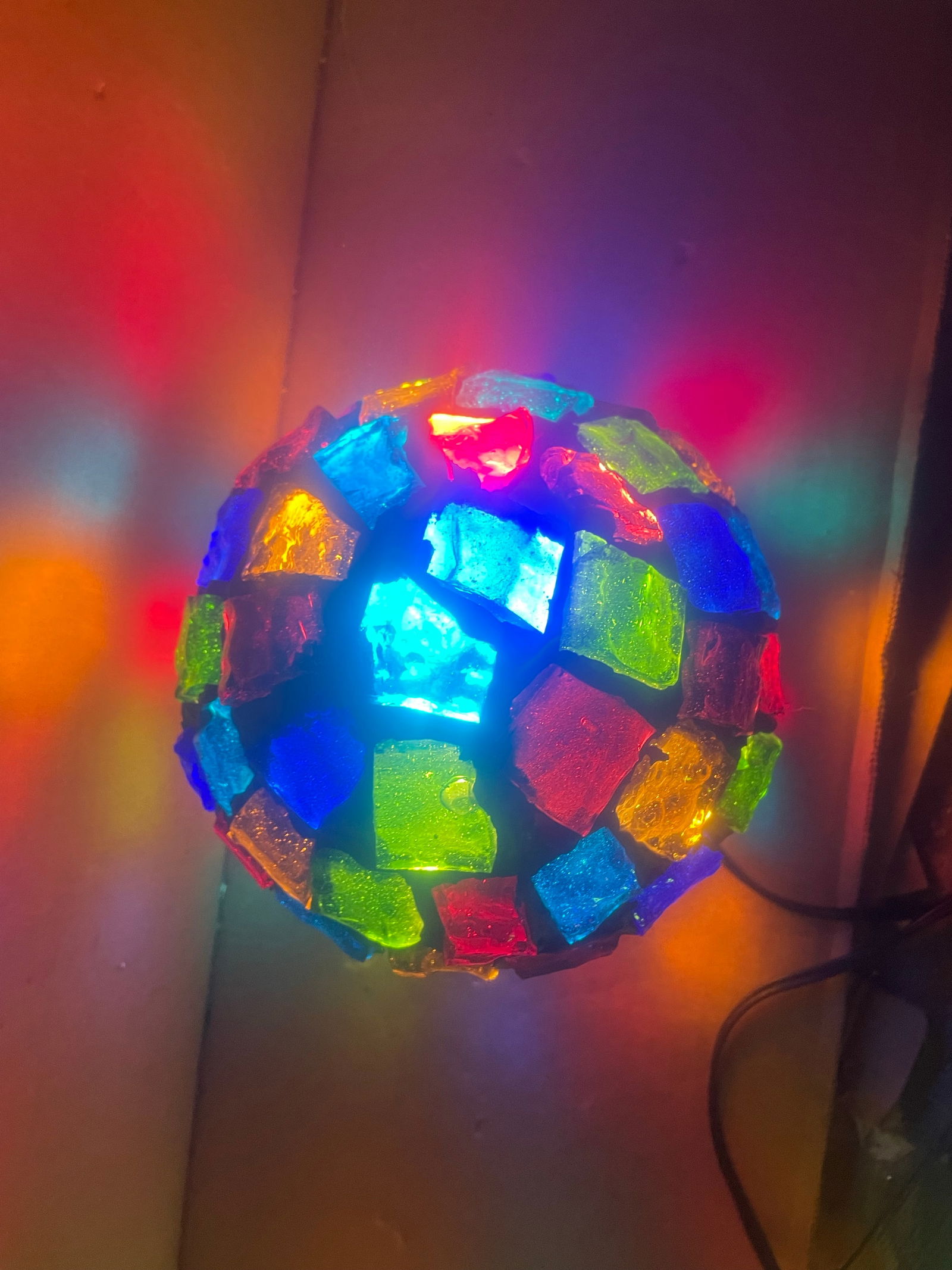 Peter Marsh Brutalist Hanging Colored Glass Chunk Fragment Globe Pendant Light - 3
