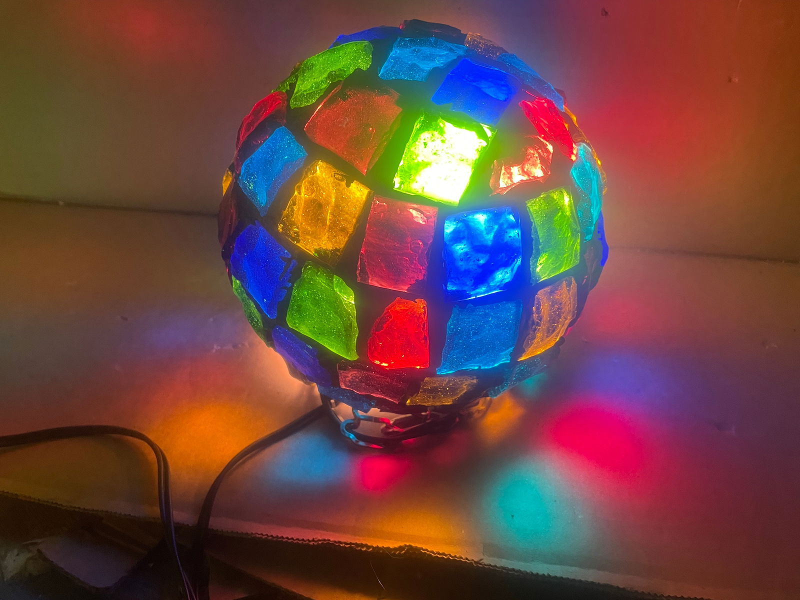 Peter Marsh Brutalist Hanging Colored Glass Chunk Fragment Globe Pendant Light - 5