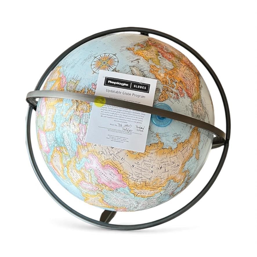Cool Replogle "World Classic" Floor Globe on Tall Black Metal Stand "“ Model Rg-2807 - 2