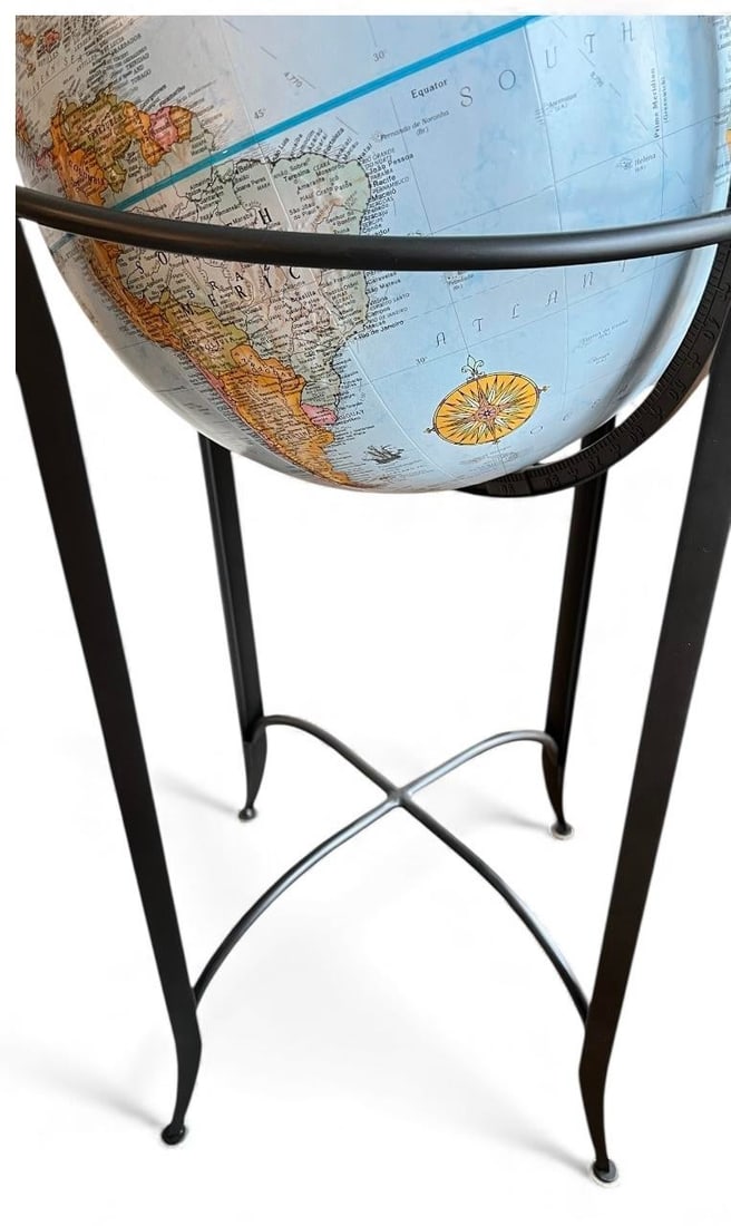 Cool Replogle "World Classic" Floor Globe on Tall Black Metal Stand "“ Model Rg-2807 - 3
