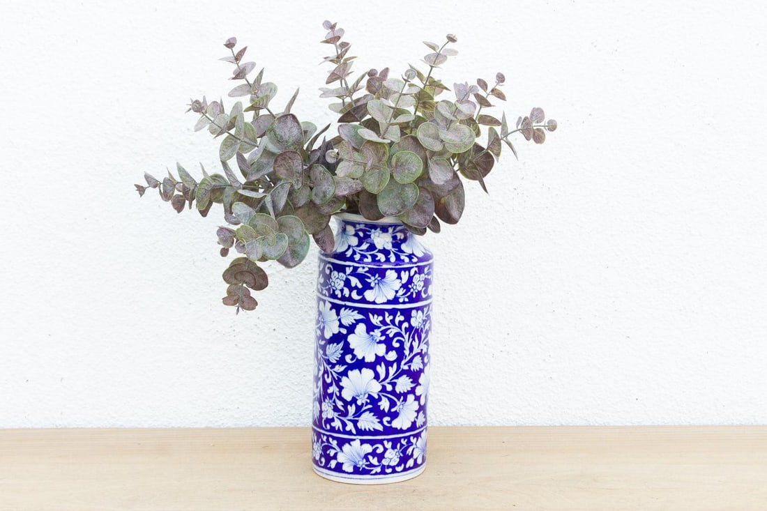 Blue & White Jaipur Pottery Vase - 2