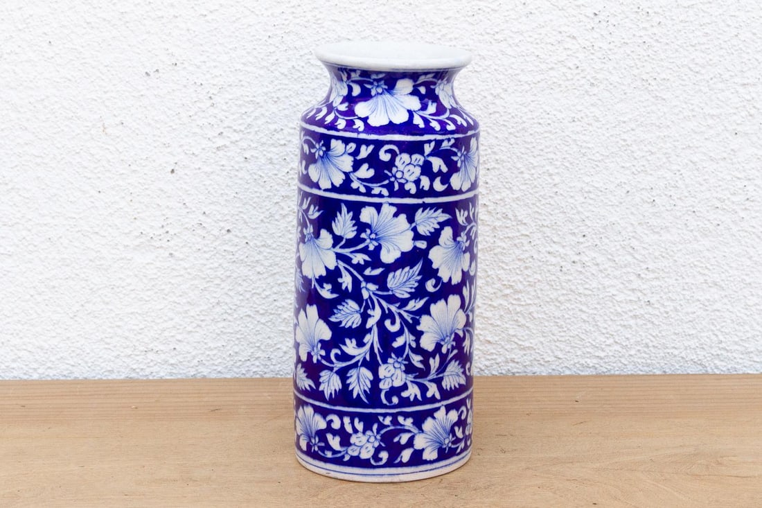 Blue & White Jaipur Pottery Vase - 4